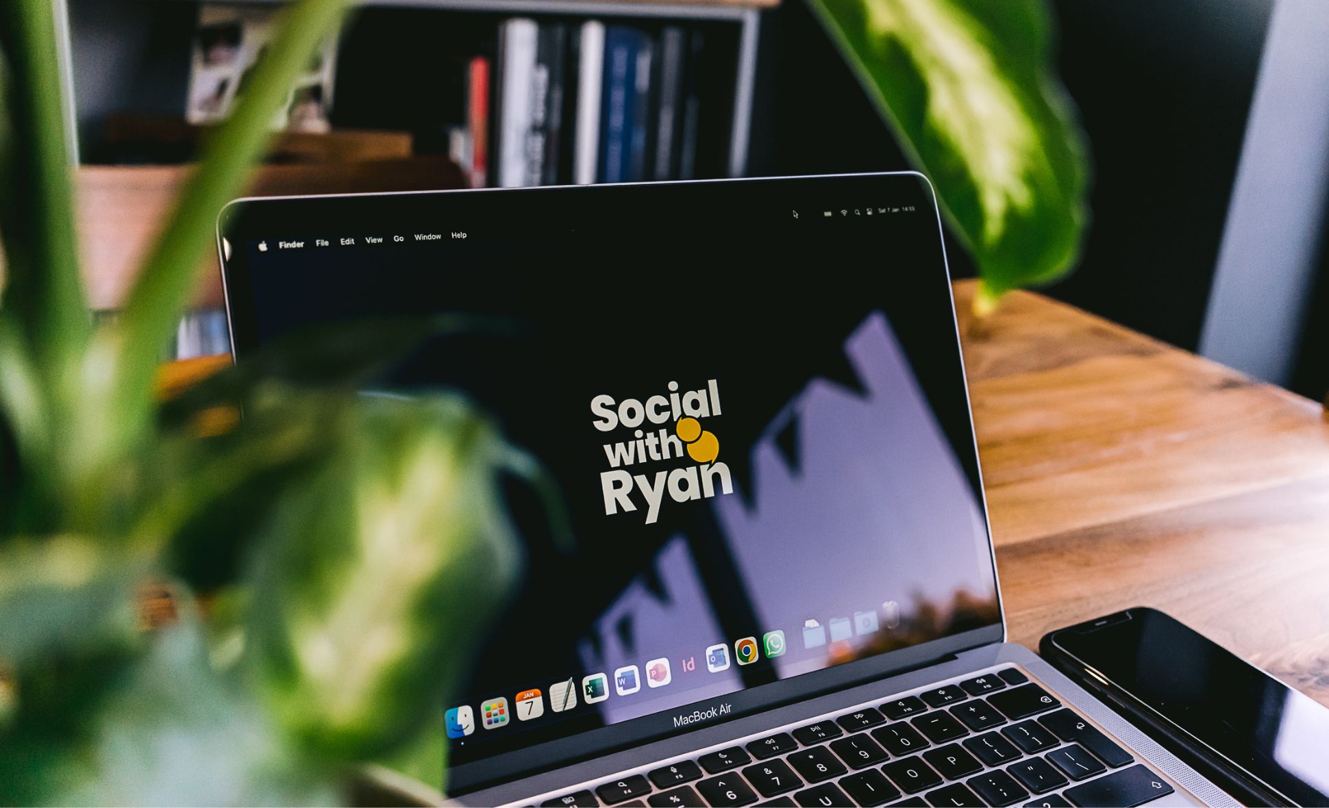 The picture shows my laptop screen with the Social with Ryan logo front and centre.