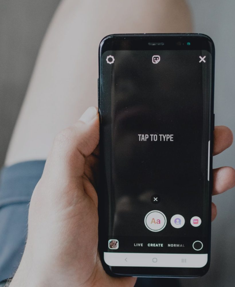 An image of a phone creating an Instagram Story.