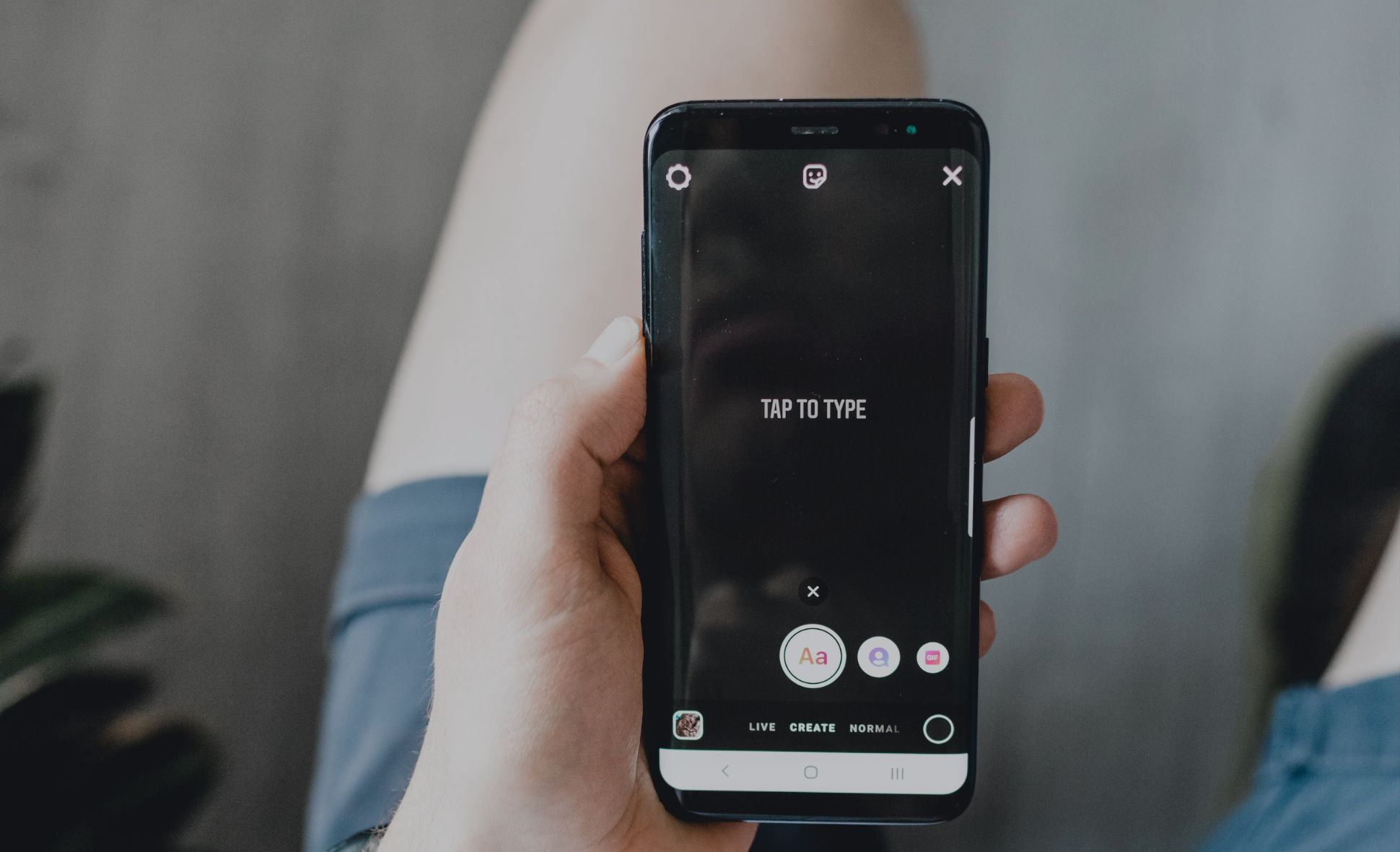 An image of a phone creating an Instagram Story.